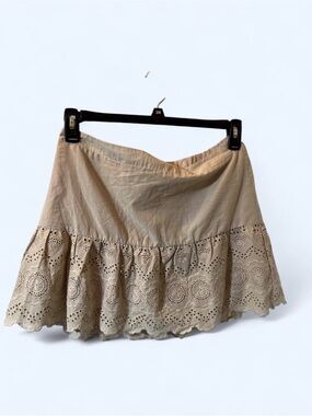 Romantic Cotton Eyelet Lace Mini Skort Flare Skirt Attached Shorts